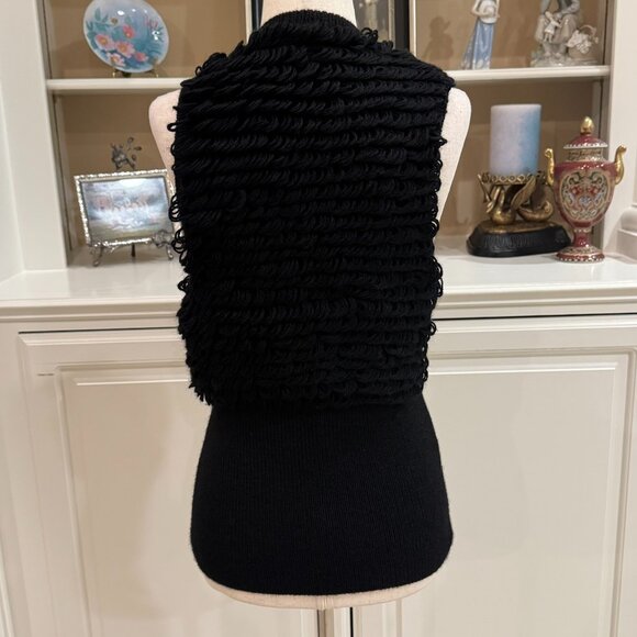 🖤 BCBGMAXAZRIA Black Textured Alpaca Blend Knit Vest – Size Small - Picture 6 of 9